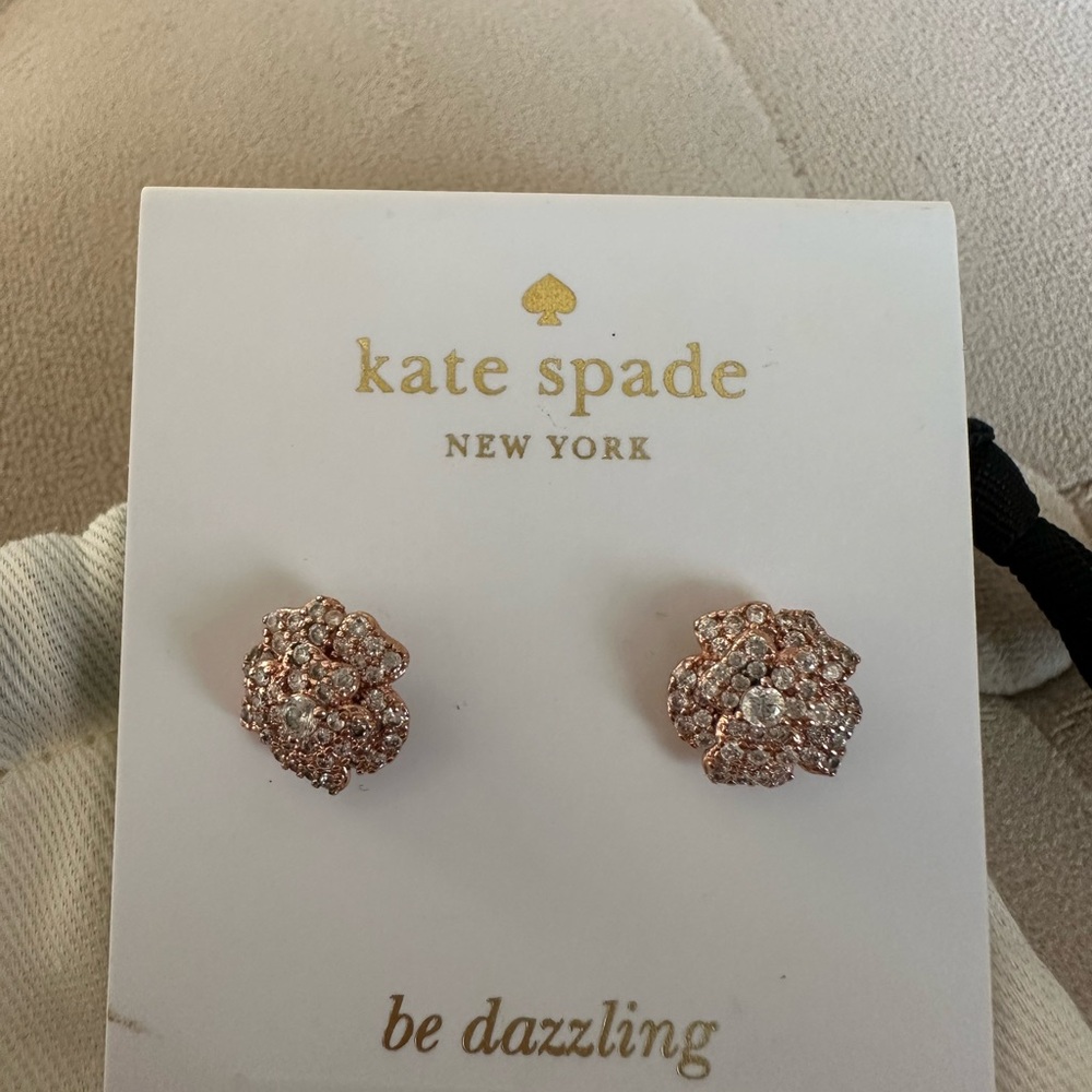 Kate Spade Sparkling Pink Flower Earrings - Picture 2 of 3